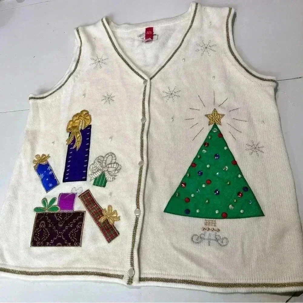 Christmas ugly sweater vest XL decoration details holiday wear winter women’s